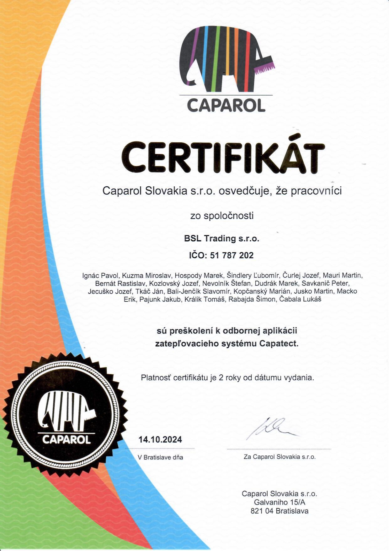 Certifikát 2025 / 1